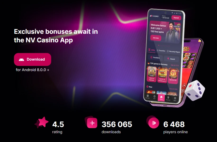 NV Casino app – vklady a výběry v Android APK a iOS aplikaci