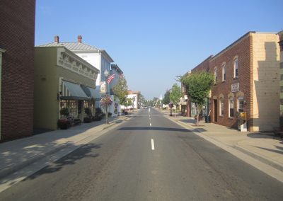 Asphalt street in downtown Manassas, VA