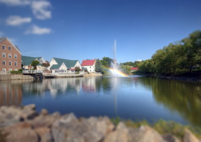 lake and water fountain